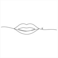 Minimalist continuous line art drawing of Lips outline style illustration vector