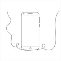 Continuous one line drawing of smartphone icon isolated vector