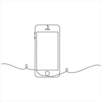 Continuous one line drawing of smartphone icon line art isolated illustration vector