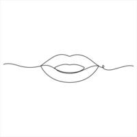 Minimalist continuous line drawing of Lips illustration vector
