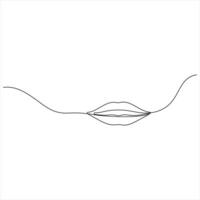 Minimalist one line drawing of lips isolated vector