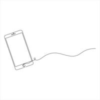 Smartphone in continuous line art style outline vector