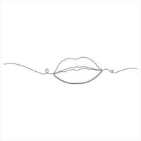 Minimalist line art of Lips continuous line art vector