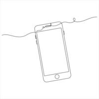 Continuous one line drawing of smartphone icon outline style illustration vector