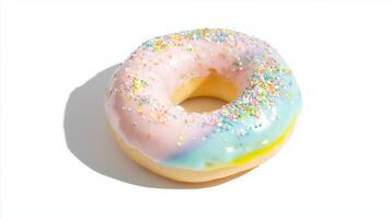 A vibrant rainbow bagel with a swirled mix of bright neon colors photo