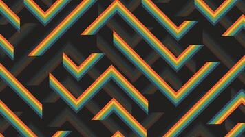 Seamless Retro Chevron Geometric Pattern with Neon Stripes on Black Background vector