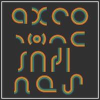 Abstract Retro Colorful Geometric Curves and Minimal Shapes on Dark Background vector