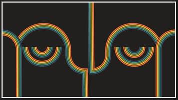 Retro Circular Line Design with Symmetrical Flow and Bold Color Stripes on Black Background vector
