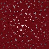 Bird and Wing Pattern on Deep Red Background with Dots for Elegant Textile and Surface Design vector