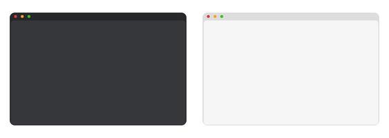 Web browser mockup window in dark and light mode modern flat simple line. web interface blank. Frame screen webpage ui template, interface bar. vector