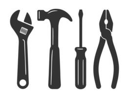 tools logo collection. Tool icon symbol set. Working tools. Tool kit icons. Isolated on white background. vector