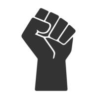 Raised fist icon symbol shape. Justice, revolution, protest logo sign. illustration image. Isolated on white background. vector