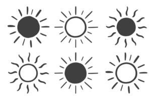 Hand drawn sun icon and symbol collection, isolated sun symbols set. illustration image. Isolated on white background. vector