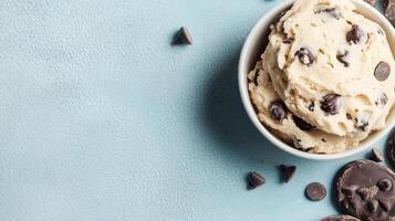 Chocolate chip ice cream in a bowl photo