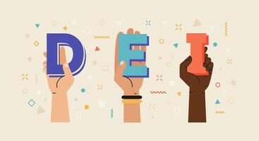 Teamwork for diversity, equity, and inclusion vector
