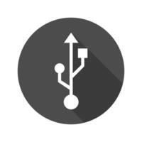 USB Data Connection Symbol Round Shadow Icon Isolated Illustration vector