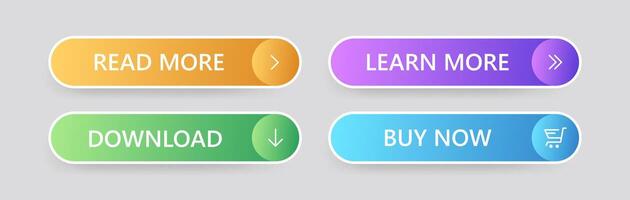 Colorful UI download and buy buttons for Web Design and Marketing illustration vector