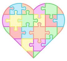 A simple heart shape made from puzzle pieces. Part of a logo or infographic element. vector