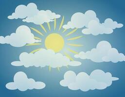Abstract clouds against the sun in a gradient. Midday sun. Bright background. vector