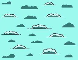 Set of clouds. Clouds in the sky. Abstract clouds set isolated on blue background. vector