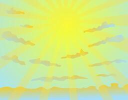 Clouds on a background of a bright crazy sun. Illustration of a background of clouds. vector