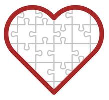 Part of a logo or infographic element in a puzzle. A simple heart shape made from puzzle pieces. vector