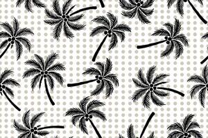 Black silhouette palm tree with dot seamless pattern for background fabric wallpaper vector