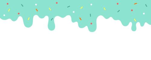 Mint sauce with sprinkles ice cream toppings seamless for Banner border and decoration. vector