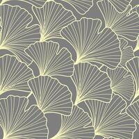 Golden ginkgo linear Japanese style seamless pattern for background fabric wallpaper banner vector
