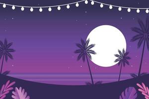 moon in the purple night background in horizontal frame vector