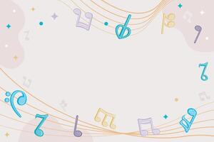 Pink pastel song note sign background in horizontal screen vector