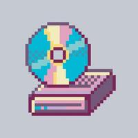 disc drive in pixel art style with isolated background vector
