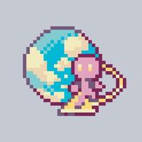 surfing internet character sign in pixel art style vector