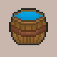 water barrel in pixel art style with isolated background vector