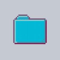 blue folder sign in pixel art style with isolated background vector