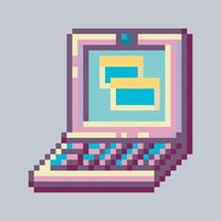 laptop computer sign in pixel art style with isolated background vector
