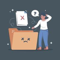File not fount with woman character illustration in isolated background vector