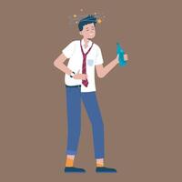 Drunk man in isolated background vector