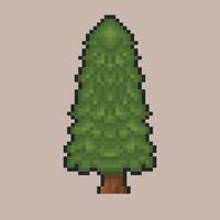 spruce tree in pixel art style with isolated background vector