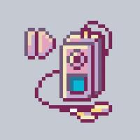 Music player device with play sign in pixel art style vector