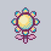 sun flower in pixel art style with isolated background vector
