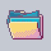 full file folder sign in pixel art style with isolated background vector