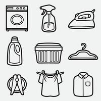 set of laundry equipment with outline style good for symbol, icon, element design, coloring book, coloring page, etc vector