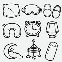 set of bedtime decoration with outline style good for icon, symbol, element design, coloring book, coloring page, etc vector