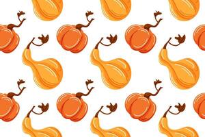 Halloween pumpkin seamless pattern design in cartoon style for fabric, background, wrapping paper on white background. vector