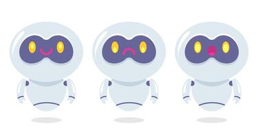Illustration of a cute robot in different mood. Set icons for chat bot in flat style. vector