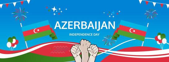 18 October Azerbaijan National Day layout. Horizontal design with vibrant flag colors for use in tourism marketing, cultural events, or flash discounts vector