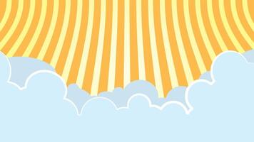 The background of blue clouds has alternating orange lines. vector