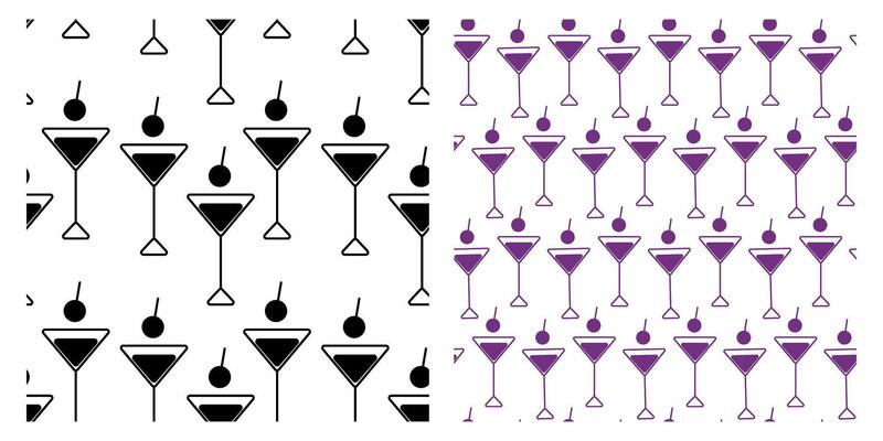Triangular Martini glasses Seamless Patterns Minimalist design Menu Cards or promo Backgrounds idea. Isolated illustration Wallpaper Cafe Bar Cards, posting or web promo banner, leaflet, poster