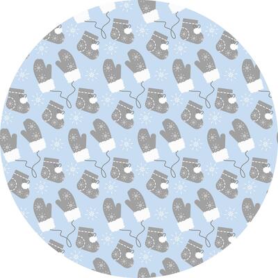 Fur Mittens on rope and Cozy booties with snowflakes decor Winter Seamless Pattern on Round Backdrop. Isolated illustration Winer Thematic cards Nest Party Backdrop Wrapping or banner, leaflets